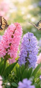 蝶が舞うヒヤシンスの待ち受け