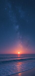 夕焼けの海で浄化と開運の待ち受け 