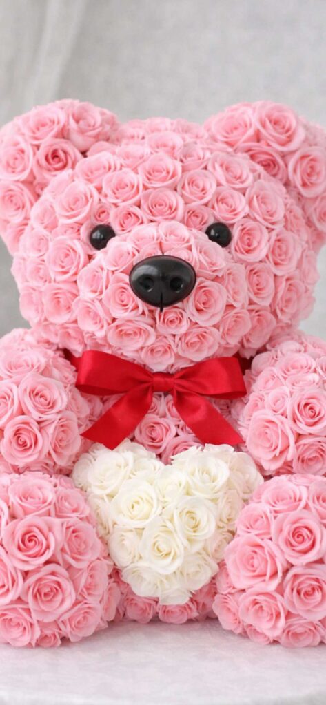 ピンクの薔薇ベアで恋愛運が上がる待ち受け画像 