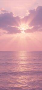 夕焼けの海で浄化と開運の待ち受け