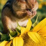 ひまわりとリスと蜂のなんでも引き寄せる待ち受け画像・ラインの背景