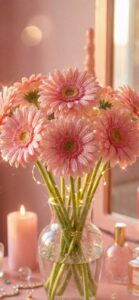 ピンクのハートのガーベラの恋愛成就・復縁待ち受け画像