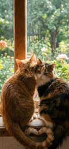 つがいの動物(白鳥や猫)