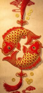 春節の魚で金運アップの待ち受け、ラインの壁紙、背景画像
