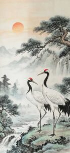 風水で恋愛運が上がる、鶴の待ち受け、背景画像