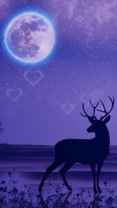 満月と鹿の待ち受け、壁紙