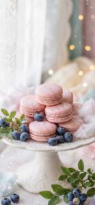 恋愛運を上げるピンクマカロンとブルーベリーの待ち受け