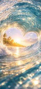 幸せになるハートの波の待ち受け、背景画像無料