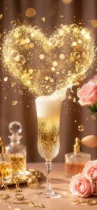 シュワシュワが幸せを引き寄せるスパークリングハートの待ち受け背景画像