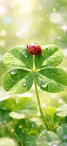 てんとう虫と四葉のクローバーの待ち受け