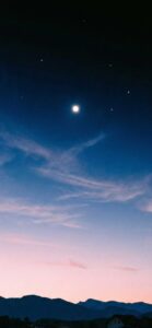 満月と夕焼けの待ち受け背景画像