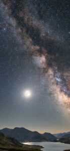 満天の星空・天の川と満月の待ち受け画像（運命の縁・遠距離恋愛・願いの成就）