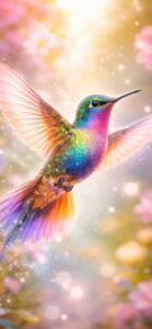 いい知らせを引き寄せる最強画像① 虹色の羽 × ハチドリ（奇跡と願望成就）