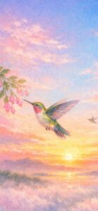 いい知らせを引き寄せる最強画像③ 朝日・光 × ハチドリ（新しい始まり）